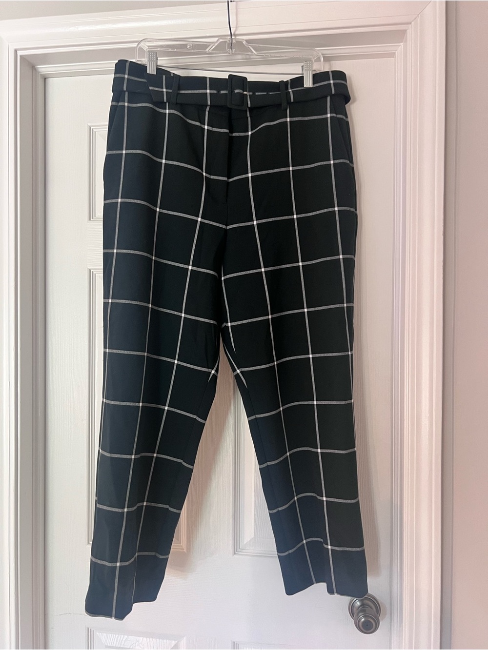 Ann Taylor - Dark Green - Windowpane - Ankle Pant - Belted